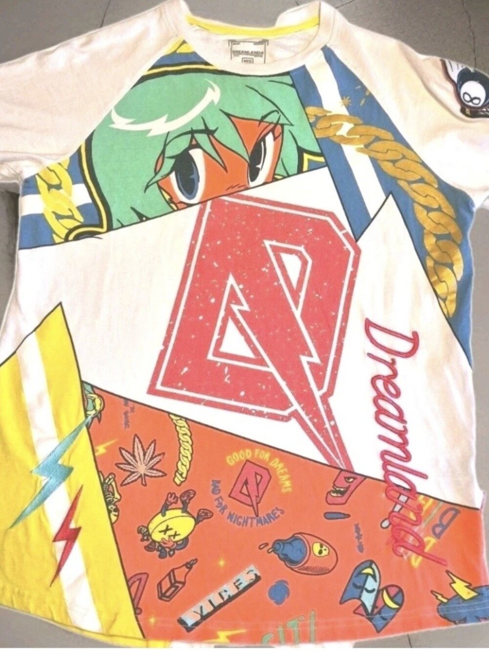 URUSEI YATSURA Dreamland Cut-n-Sew  Streetwear T-Shirt Adult Sz Med POP ART RARE